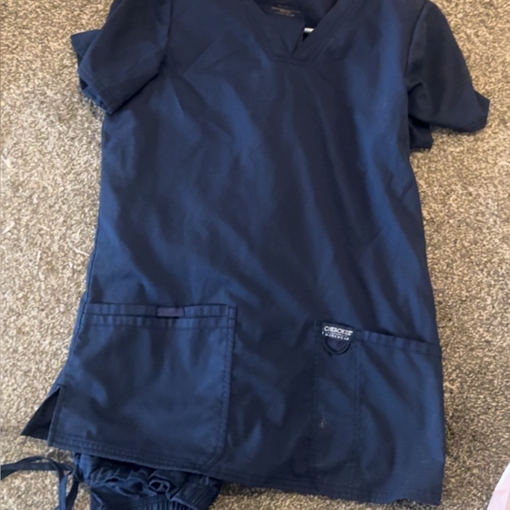 Cherokee Dark Blue V-Neck Scrub Top